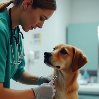 Vaccination d’un chien par une vétérinaire